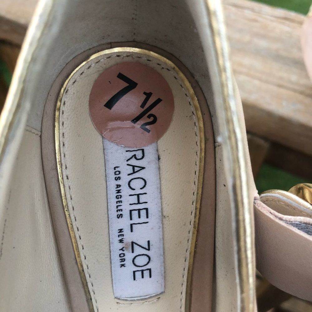 Rachel Zoe peep toe nude wedge buckle heels, size 7.5 - Picture 10 of 12
